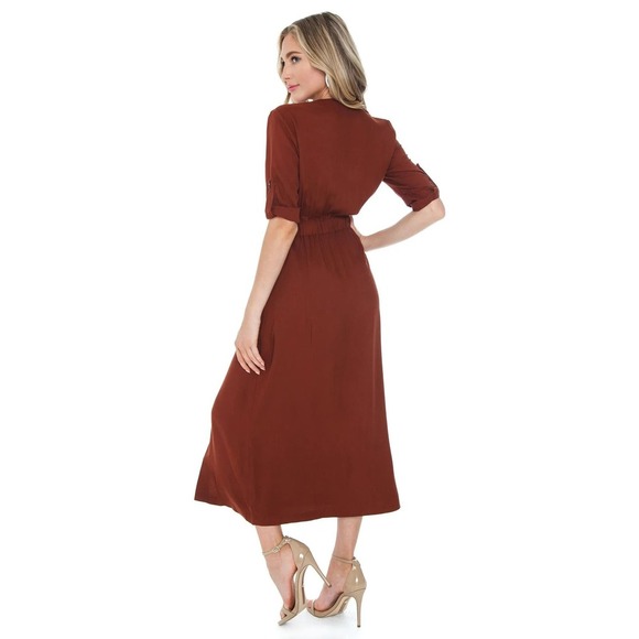 Revolve BB Dakota Button up your story Midi Dress Wrap Tie Waist Size 6 - Picture 4 of 9